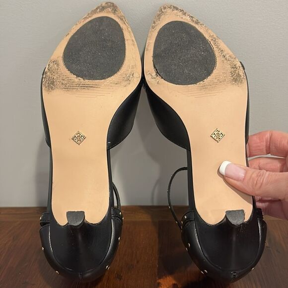 Nanette Lepore Black Kitten Heel Pumps with Gold Studs Size 6 - Picture 9 of 9